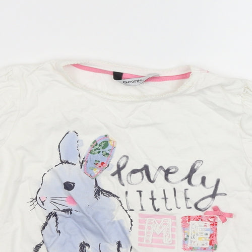 George Girls White   Pullover T-Shirt Size 4-5 Years