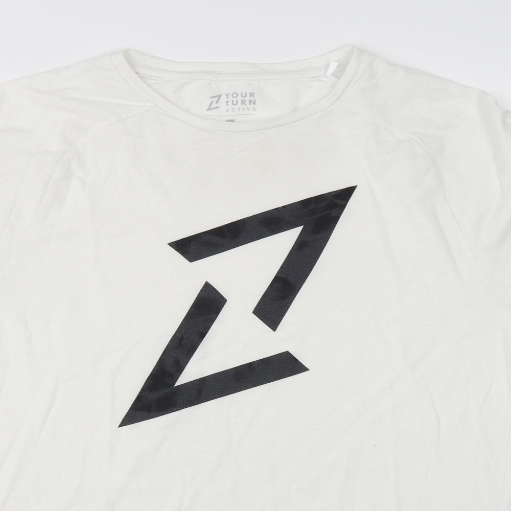 Your Turn Mens White    T-Shirt Size M