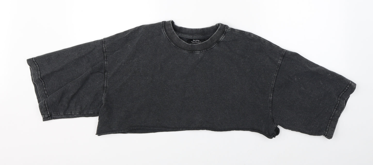 Bershka Womens Blue   Cropped T-Shirt Size 12