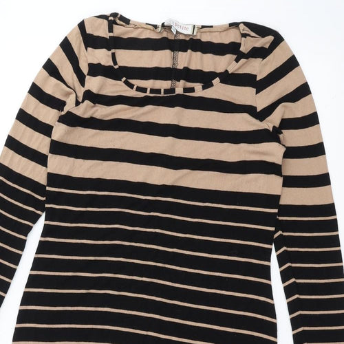 Principles Womens Brown Striped  Basic T-Shirt Size 10