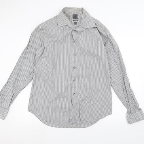 Calvin Klein Mens White Striped   Dress Shirt Size 16.5
