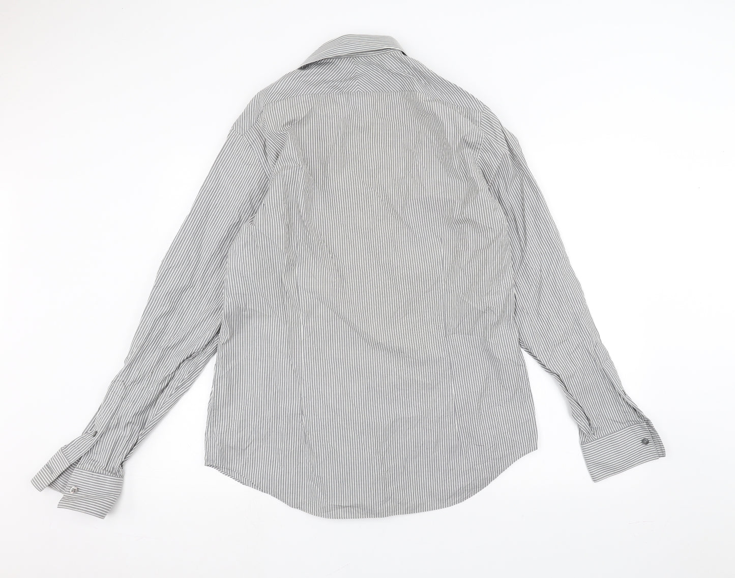 Calvin Klein Mens White Striped   Dress Shirt Size 16.5