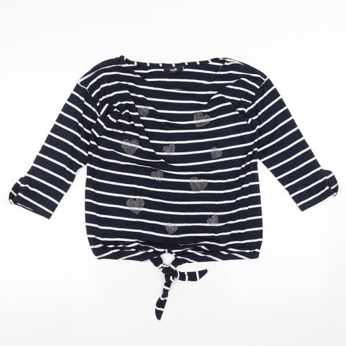 Wallis Womens White Striped  Basic T-Shirt Size S