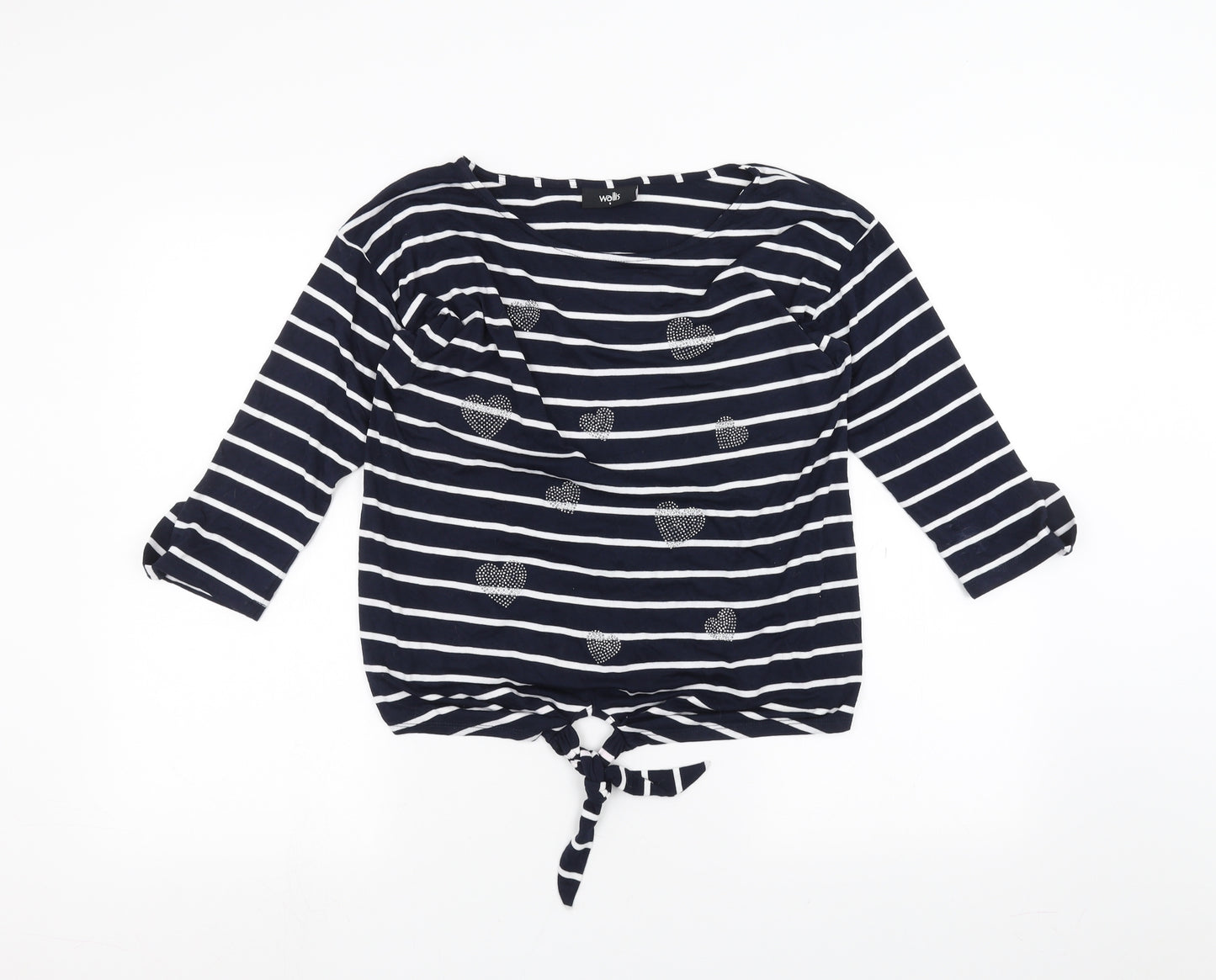 Wallis Womens White Striped  Basic T-Shirt Size S