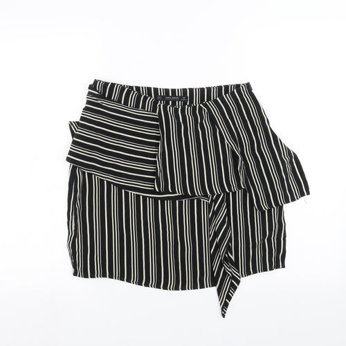 Zara Womens Black Striped  A-Line Skirt Size S