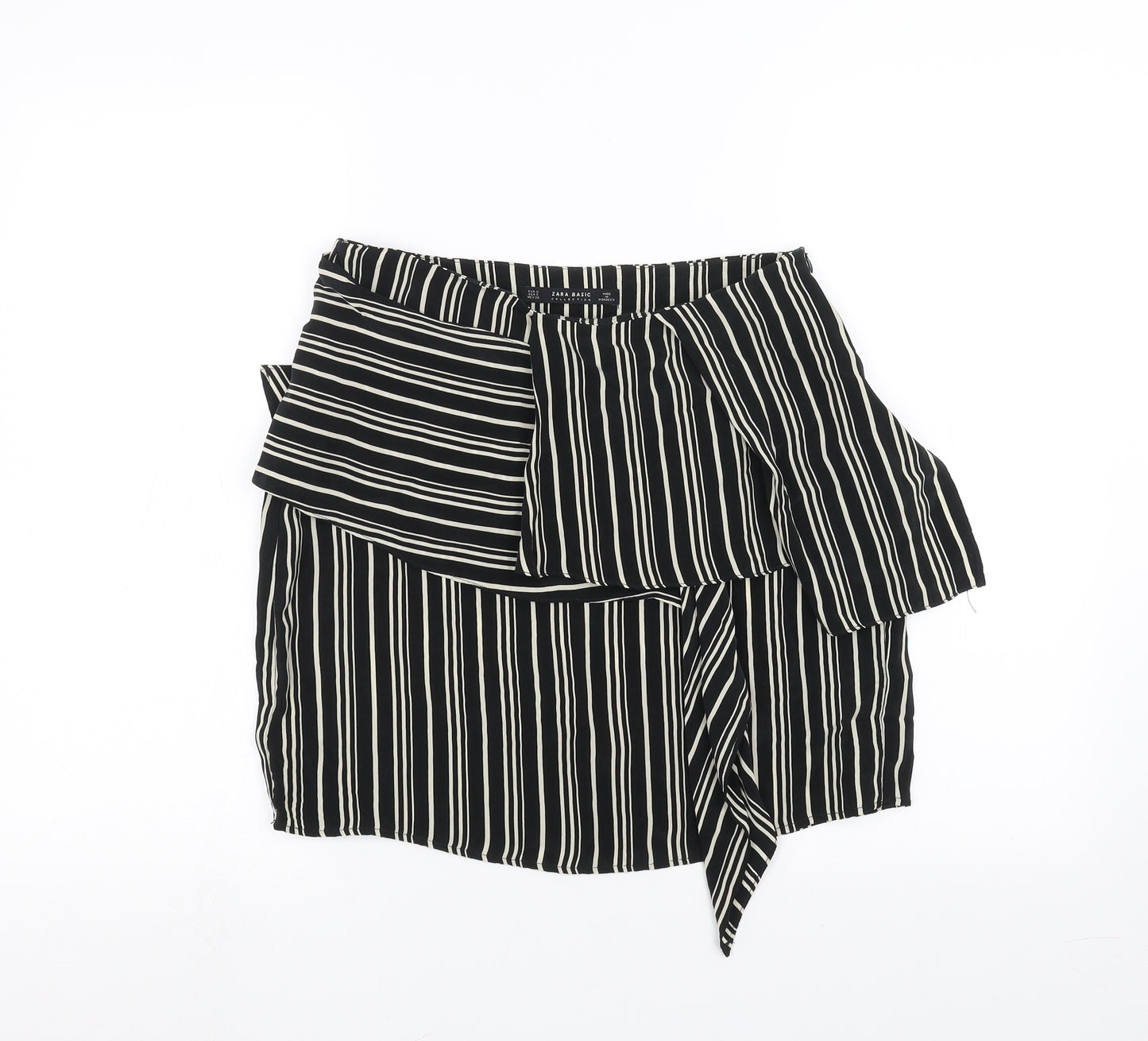 Zara Womens Black Striped  A-Line Skirt Size S