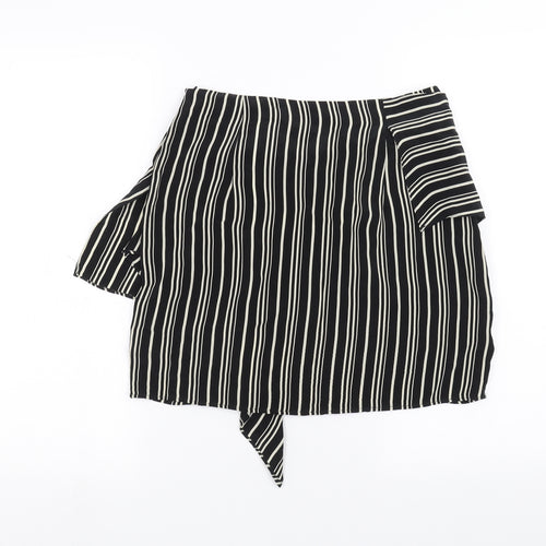 Zara Womens Black Striped  A-Line Skirt Size S