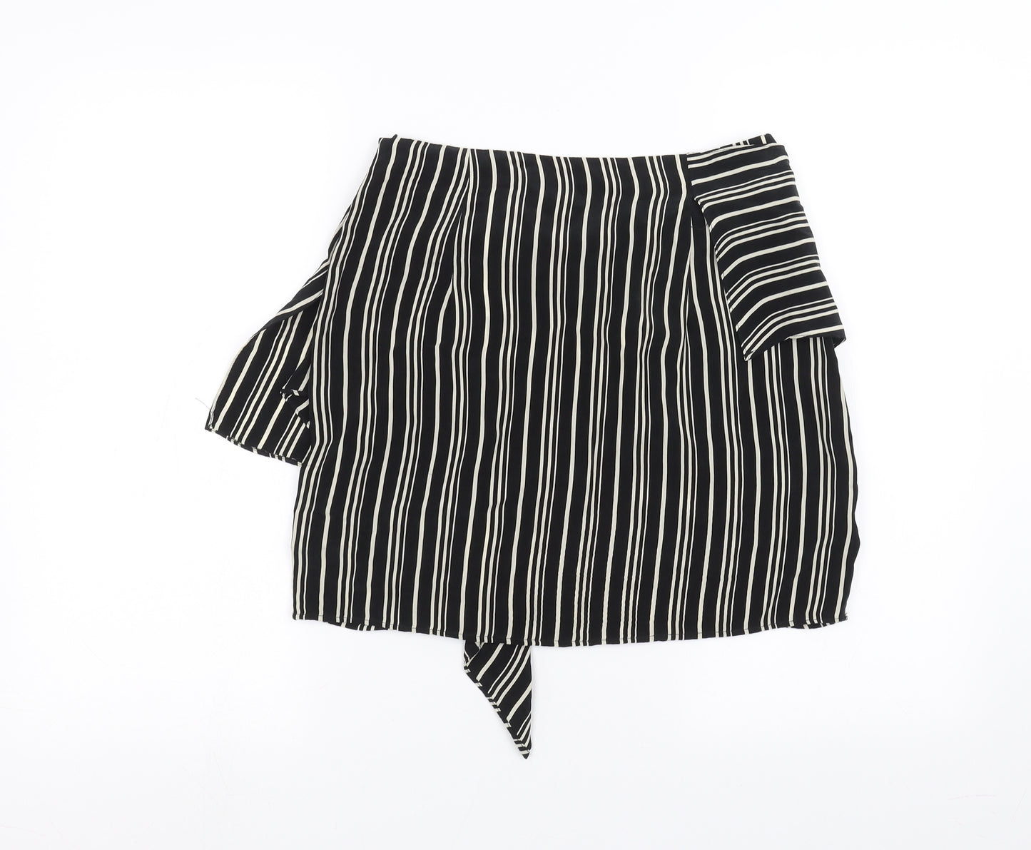 Zara Womens Black Striped  A-Line Skirt Size S