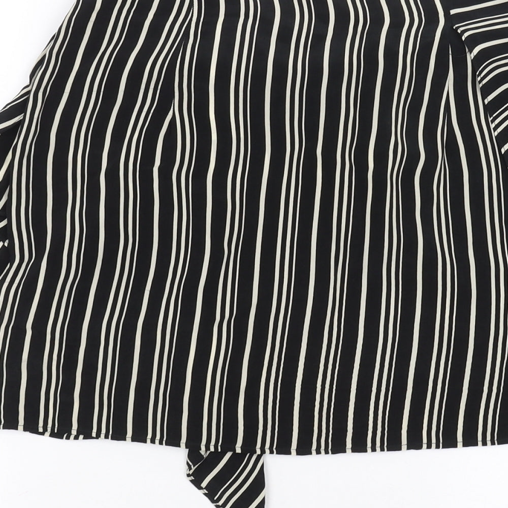 Zara Womens Black Striped  A-Line Skirt Size S