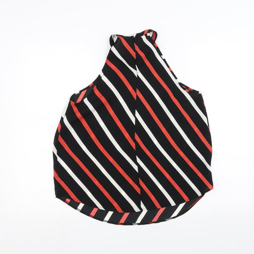 George Womens Black Striped  Basic Blouse Size 8
