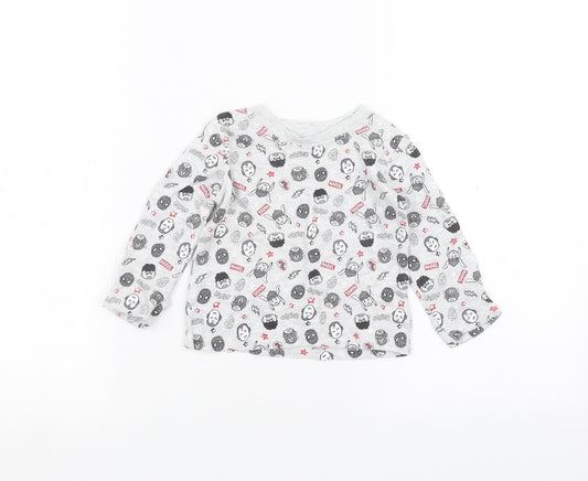 Front view of George Baby Grey Basic T-Shirt, size 6-9, Months - marvel