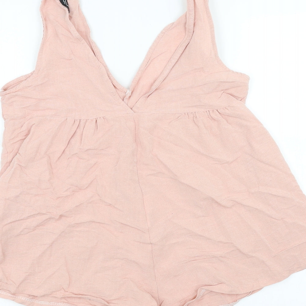 Boohoo Womens Pink   Bodysuit One-Piece Size 10