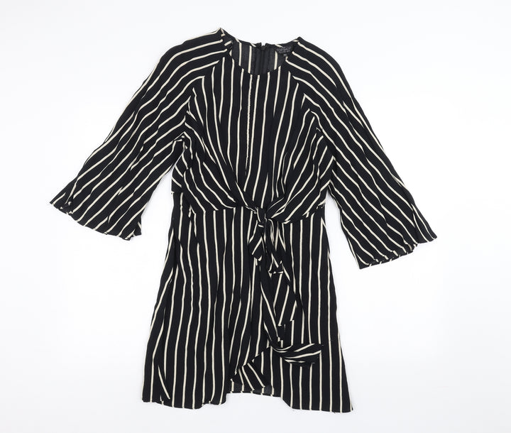 Topman Womens Black Striped  A-Line  Size 10