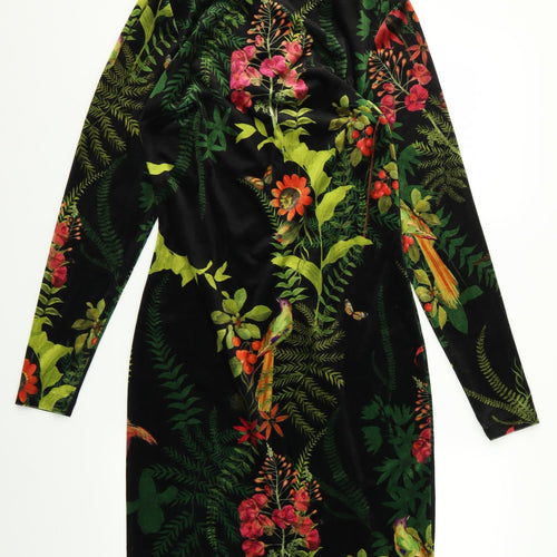 NEXT Womens Black Floral Rayon Pencil Dress  Size 12