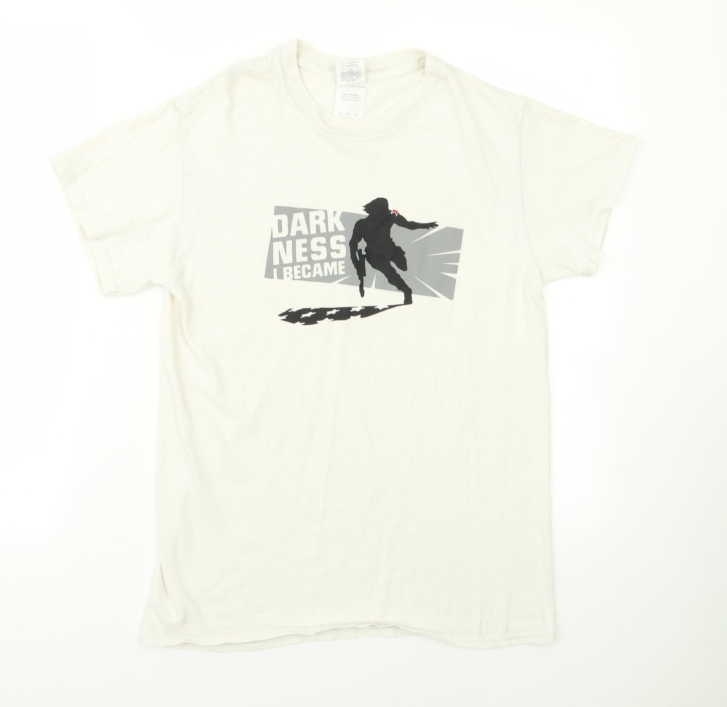 Gildan Mens White  Rayon  T-Shirt Size S  - darkness