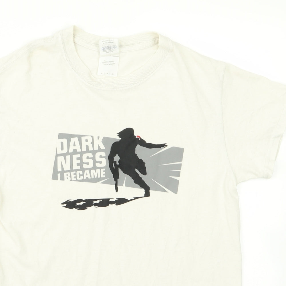 Gildan Mens White  Rayon  T-Shirt Size S  - darkness