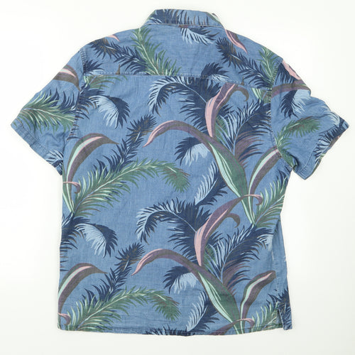 TU Womens Blue Floral  Basic Button-Up Size 16