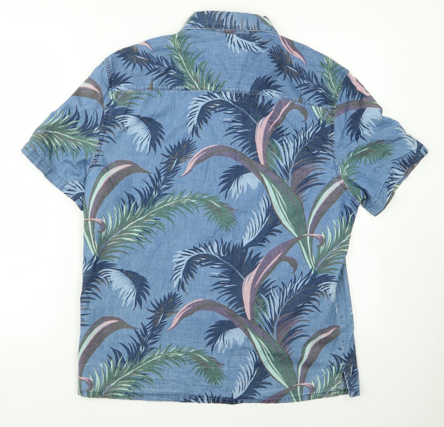 TU Womens Blue Floral  Basic Button-Up Size 16