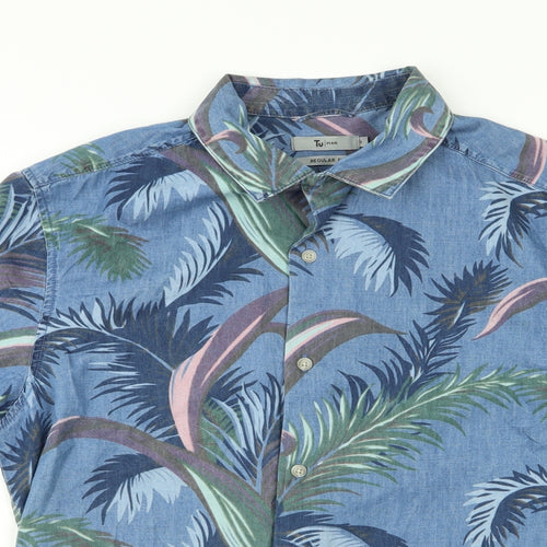 TU Womens Blue Floral  Basic Button-Up Size 16