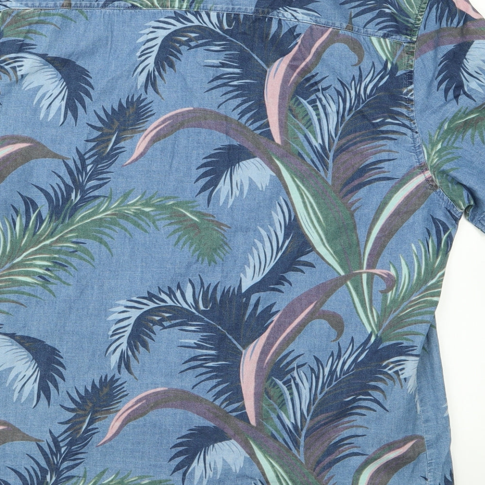 TU Womens Blue Floral  Basic Button-Up Size 16