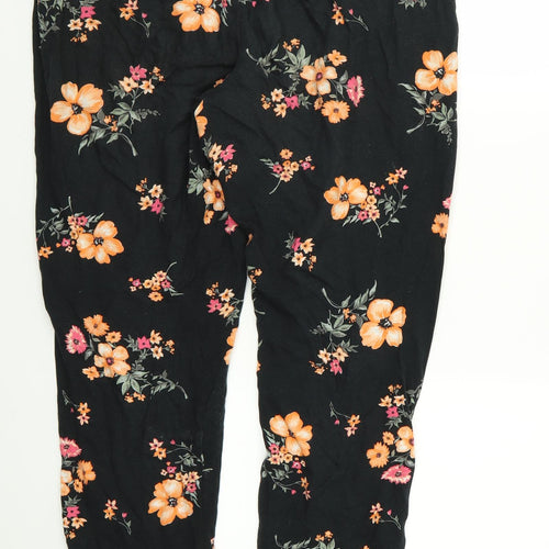 Divided Womens Black Floral  Trousers  Size 12 L23 in