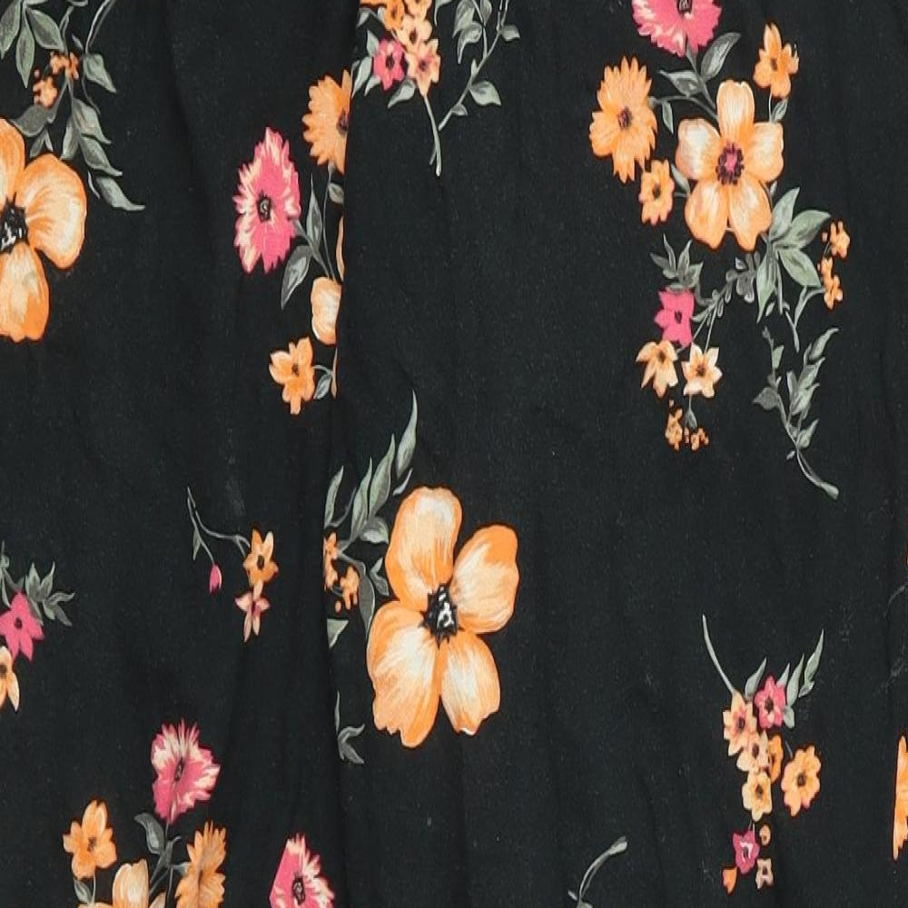 Divided Womens Black Floral  Trousers  Size 12 L23 in