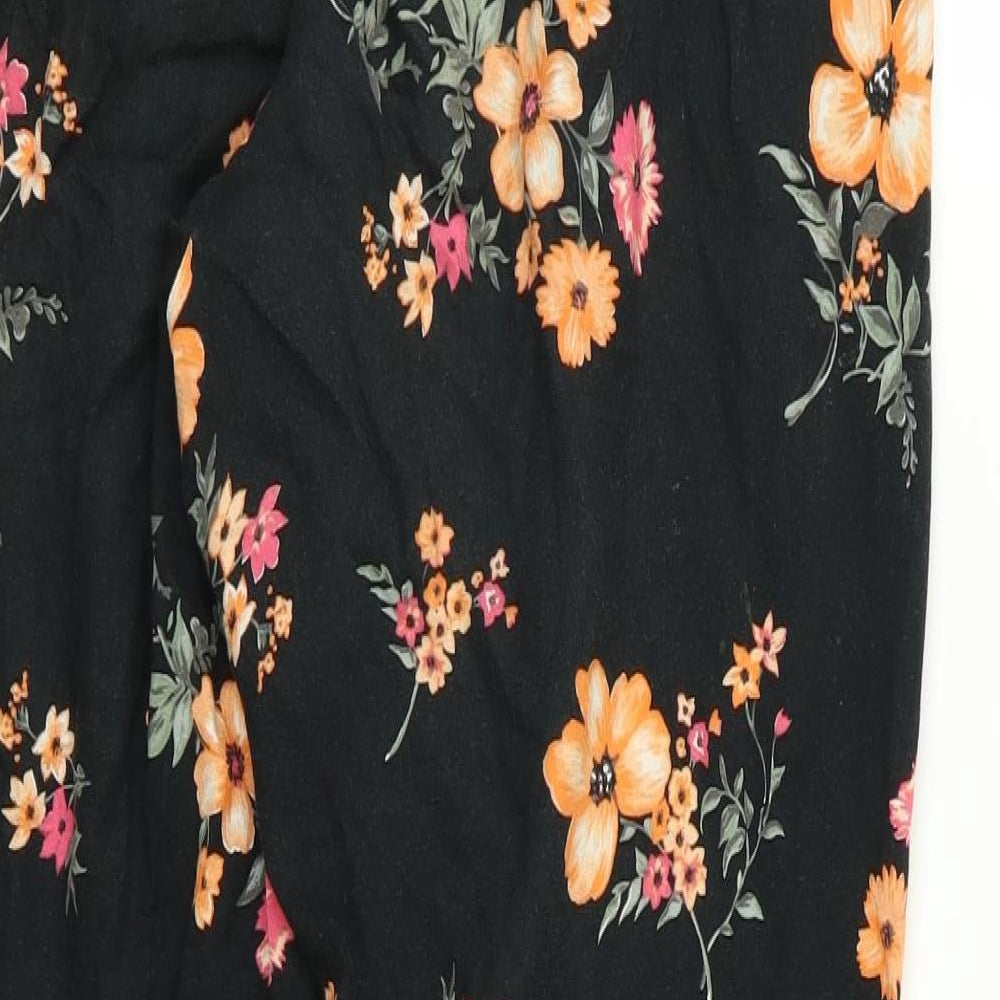 Divided Womens Black Floral  Trousers  Size 12 L23 in