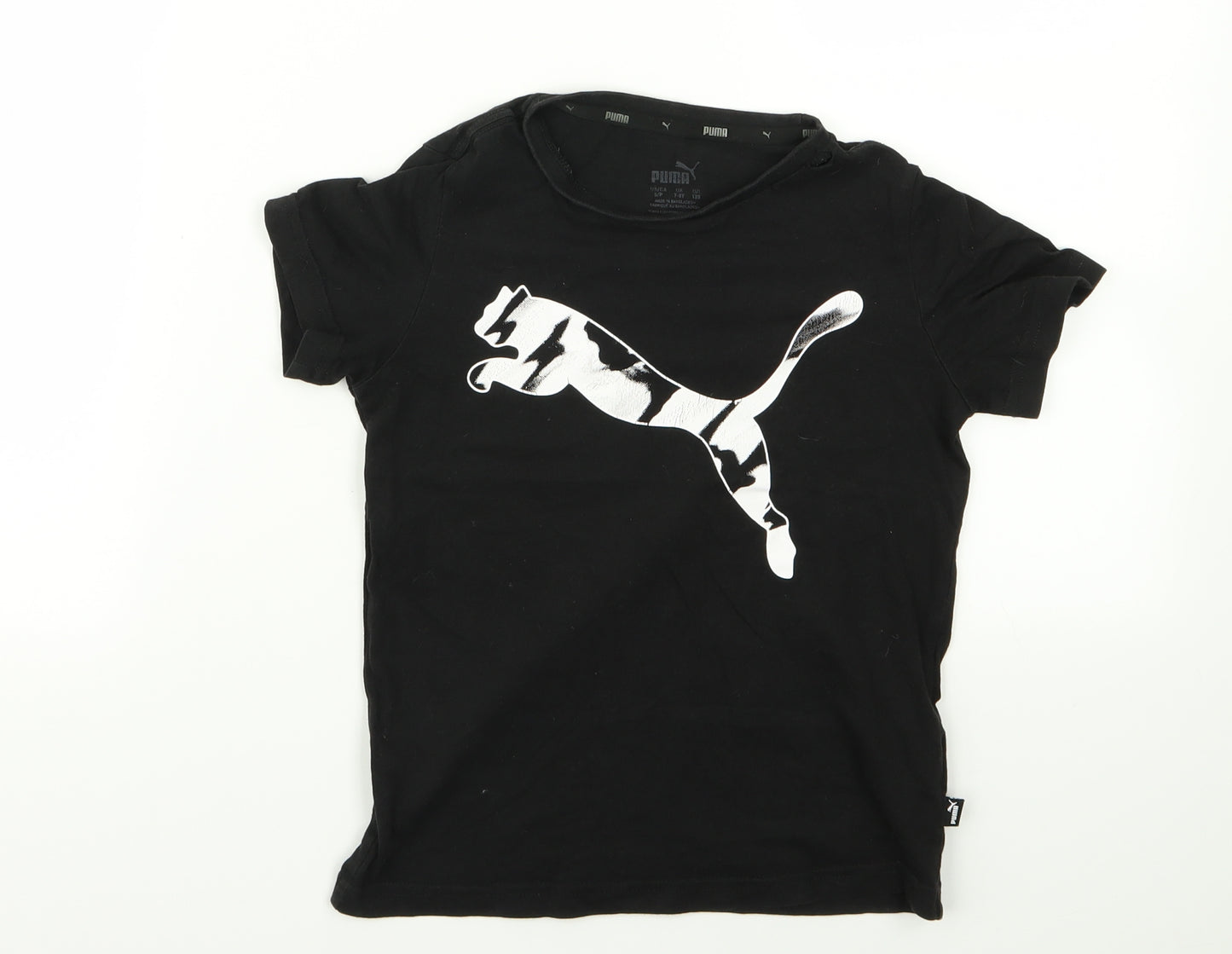 PUMA Boys Black  Rayon Basic T-Shirt Size 7 Years