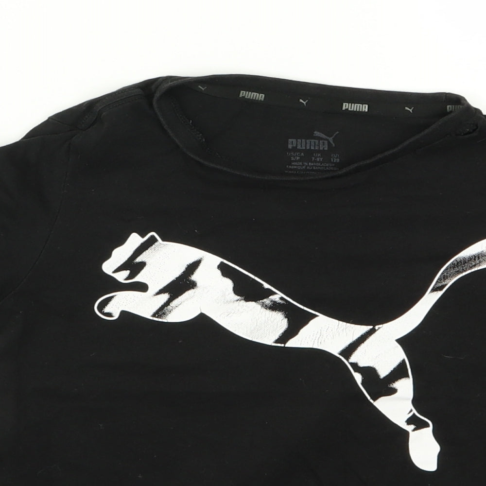 PUMA Boys Black  Rayon Basic T-Shirt Size 7 Years