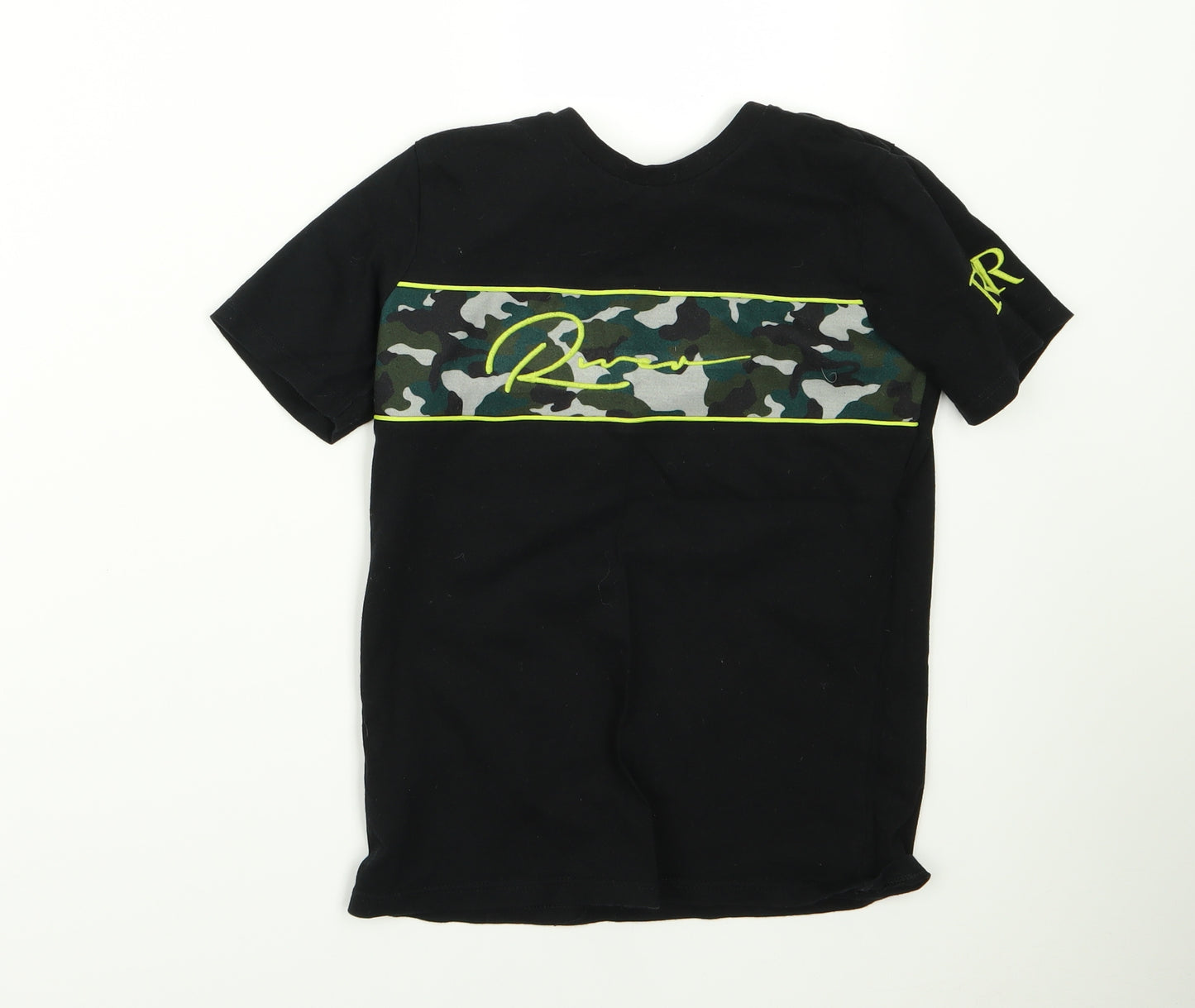 River Island Girls Black  Rayon Basic T-Shirt Size 7 Years