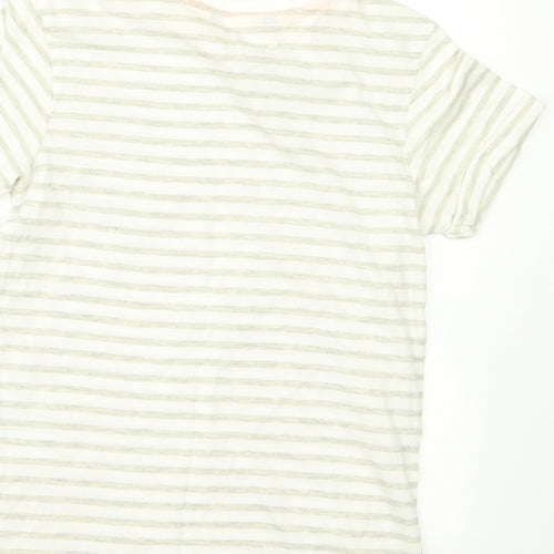 George Girls Beige Striped  Basic T-Shirt Size 7 Years