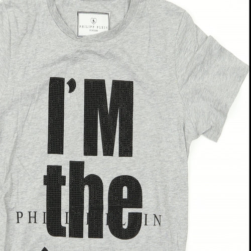 phillip plien Girls Grey   Basic T-Shirt Size M