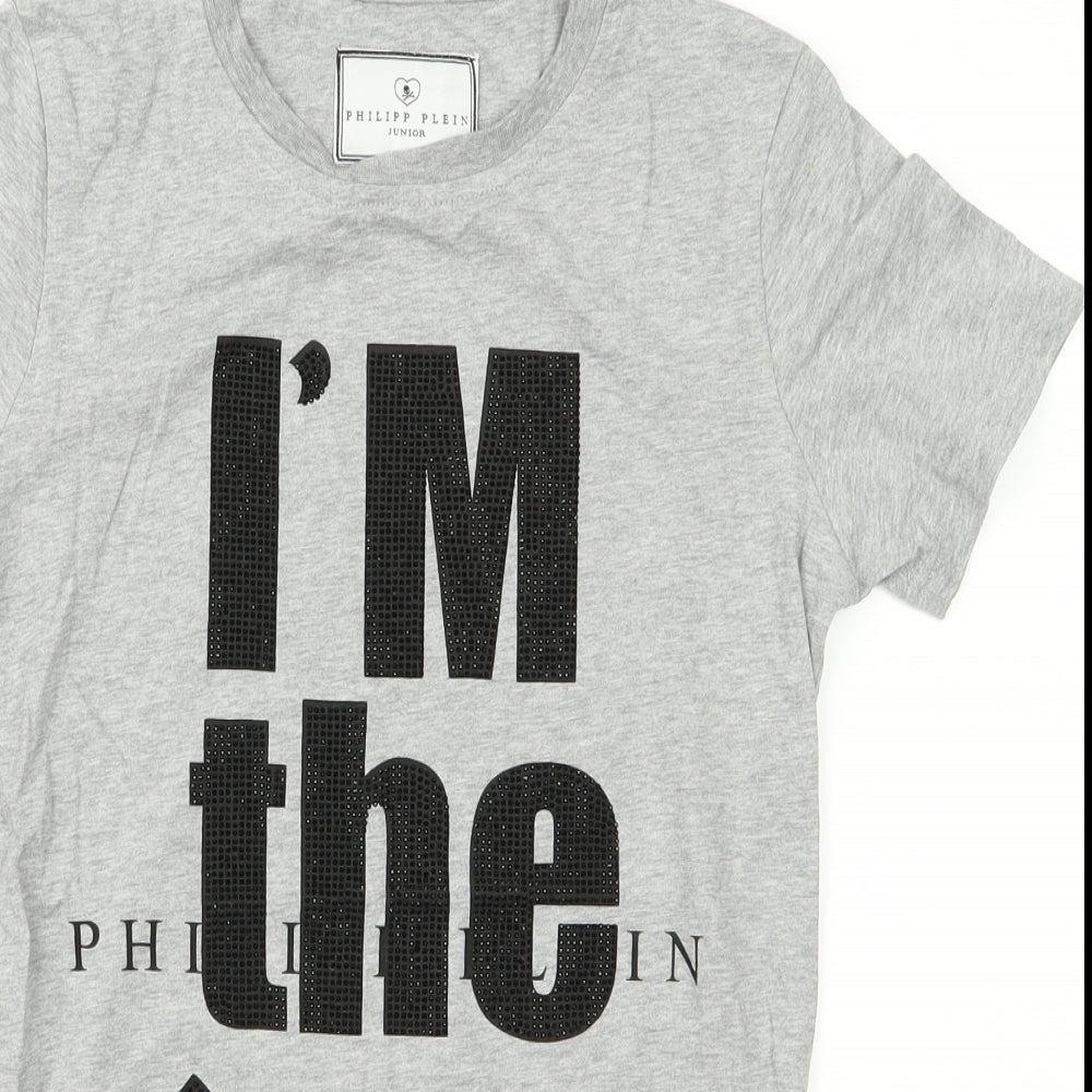 phillip plien Girls Grey   Basic T-Shirt Size M