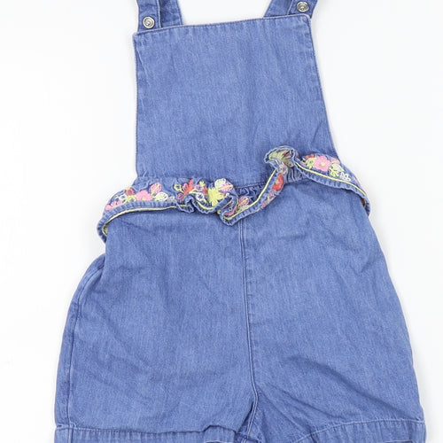 George Girls Blue   Dungaree One-Piece Size 18-24 Months  - flower trim
