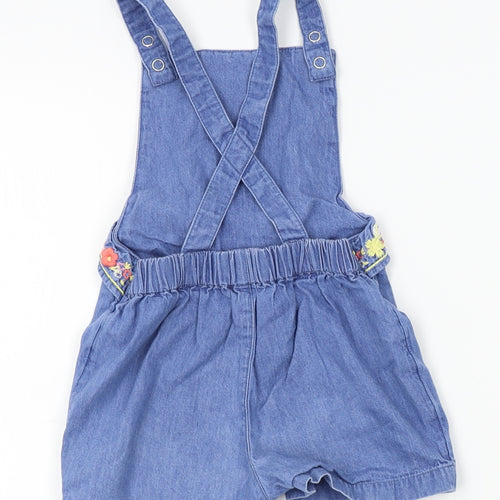 George Girls Blue   Dungaree One-Piece Size 18-24 Months  - flower trim