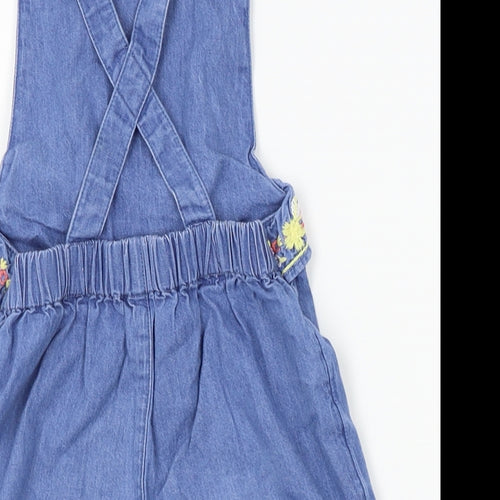 George Girls Blue   Dungaree One-Piece Size 18-24 Months  - flower trim