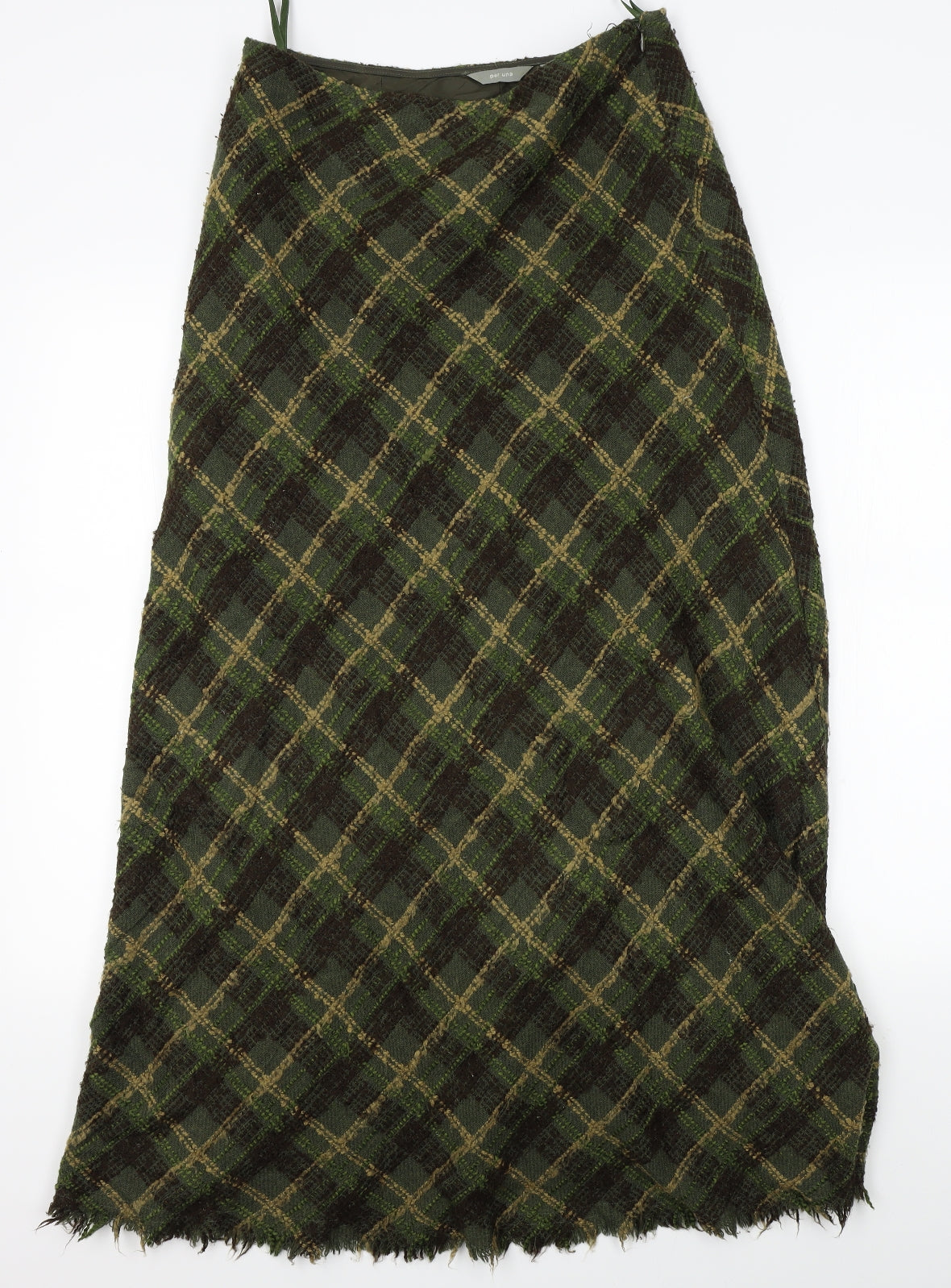 M&S Womens Green Plaid  A-Line Skirt Size 10