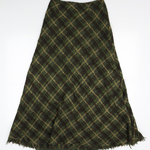 M&S Womens Green Plaid  A-Line Skirt Size 10