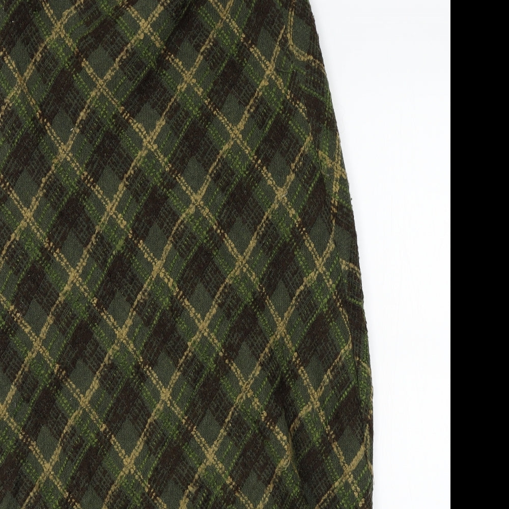 M&S Womens Green Plaid  A-Line Skirt Size 10