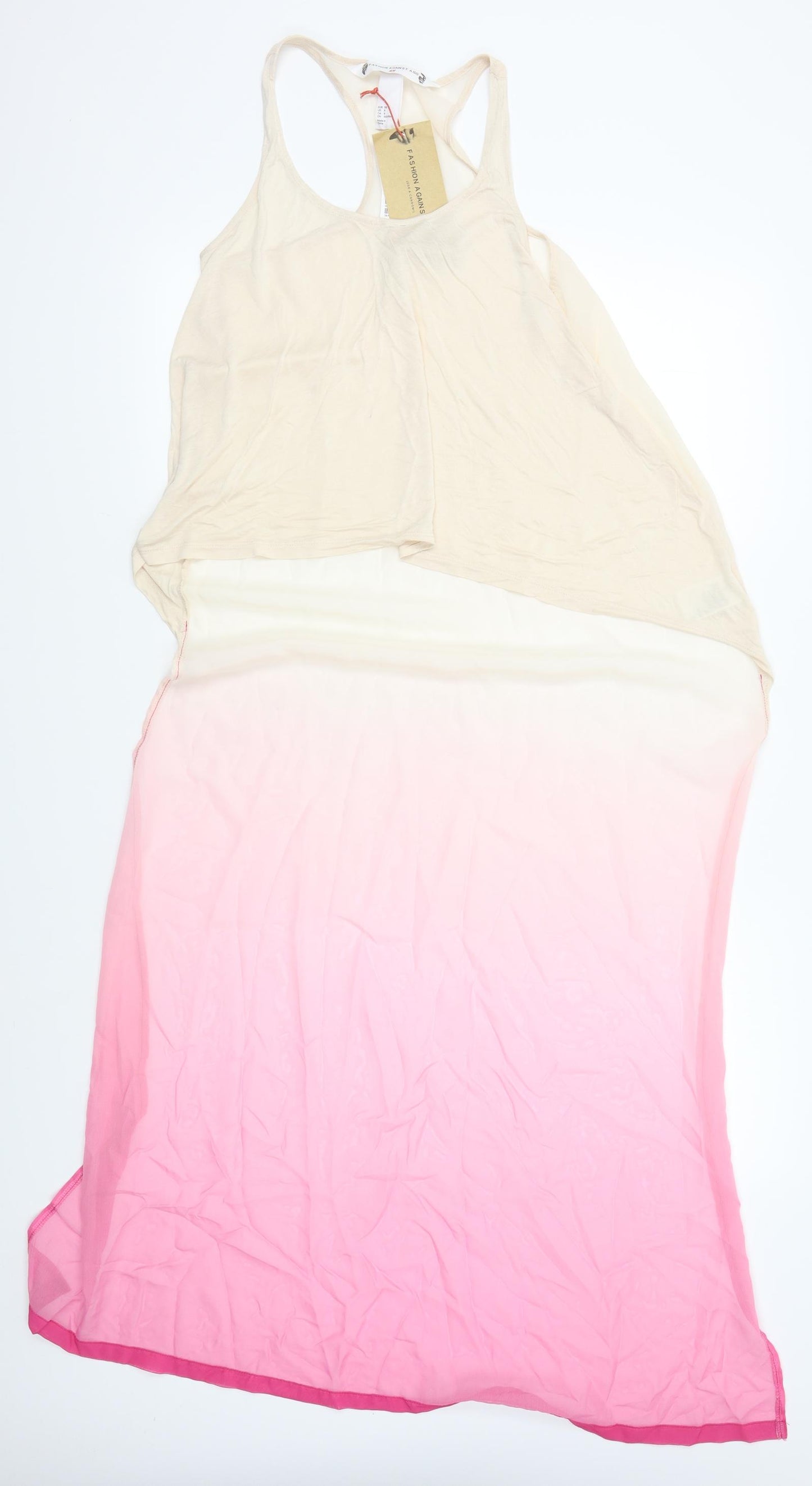 H&M Womens Beige   Cropped Tank Size 10  - vest with long tail