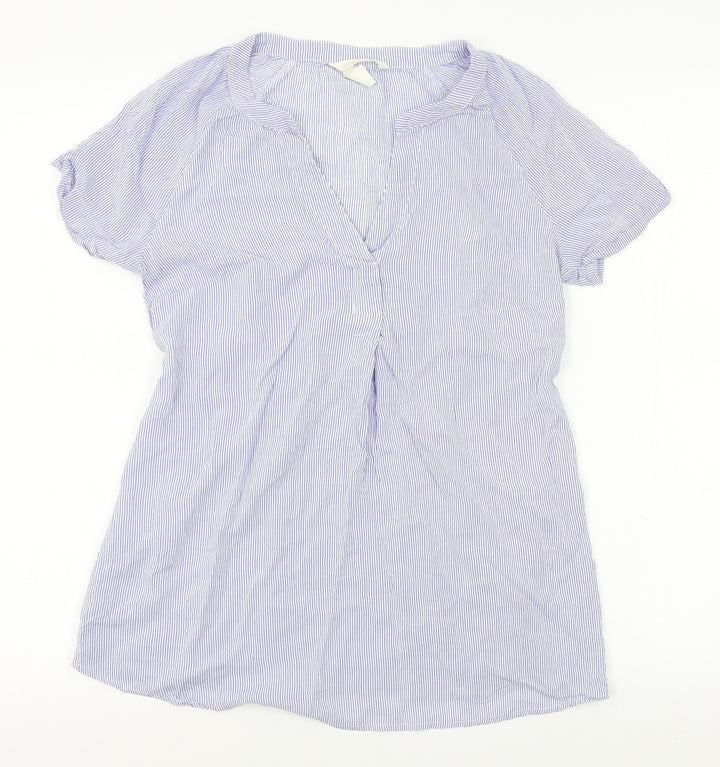 H&M Womens Blue Striped Basic Blouse Size S