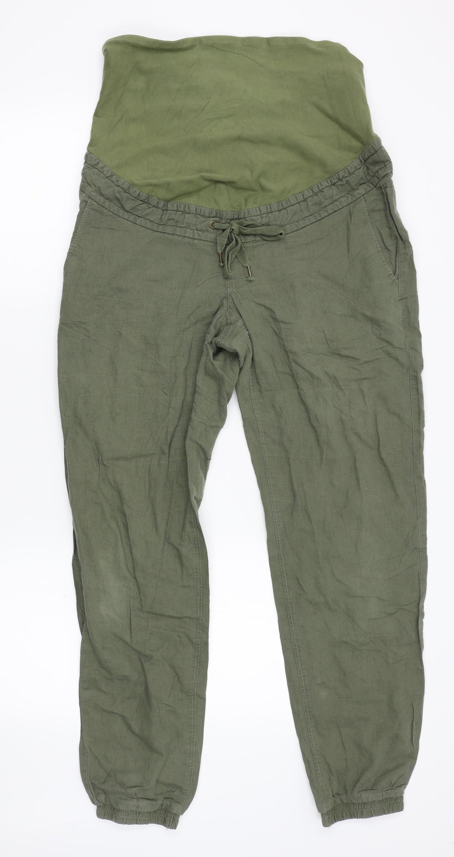 H&M Womens Green  Canvas Trousers  Size 12 L27 in