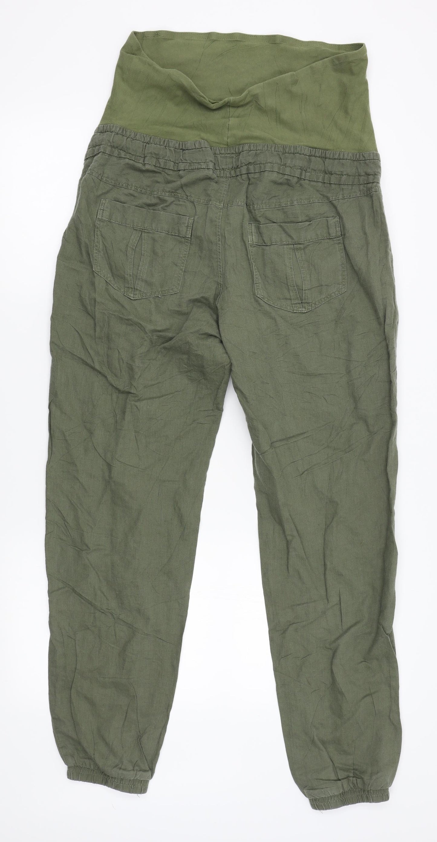 H&M Womens Green  Canvas Trousers  Size 12 L27 in