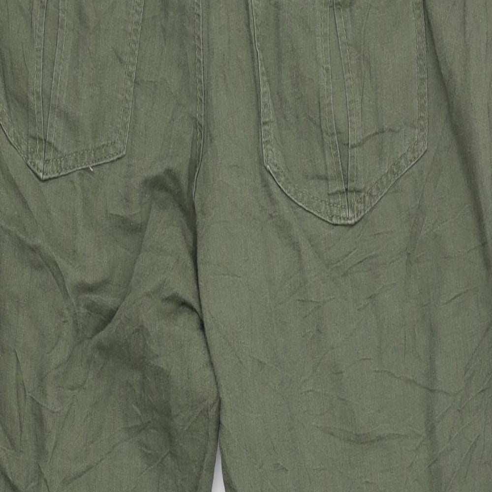 H&M Womens Green  Canvas Trousers  Size 12 L27 in