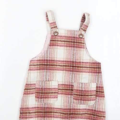 NEXT Girls Pink Check  Pinafore/Dungaree Dress  Size 12-18 Months