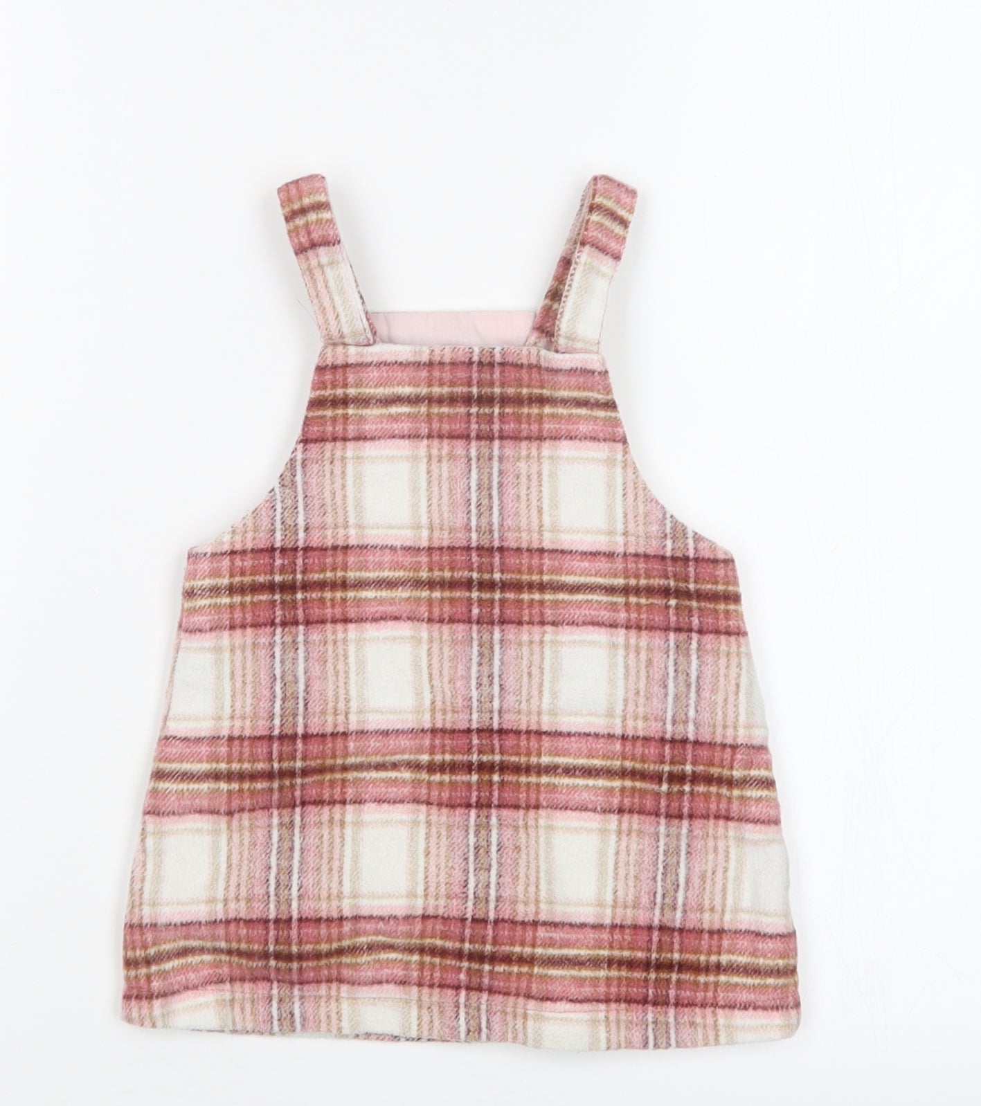 NEXT Girls Pink Check  Pinafore/Dungaree Dress  Size 12-18 Months