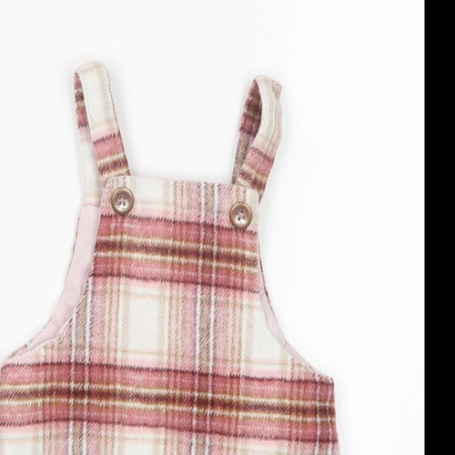 NEXT Girls Pink Check  Pinafore/Dungaree Dress  Size 12-18 Months