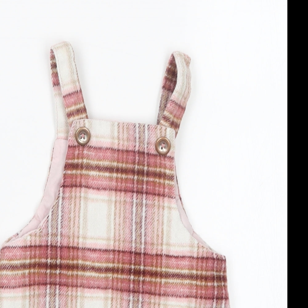 NEXT Girls Pink Check  Pinafore/Dungaree Dress  Size 12-18 Months