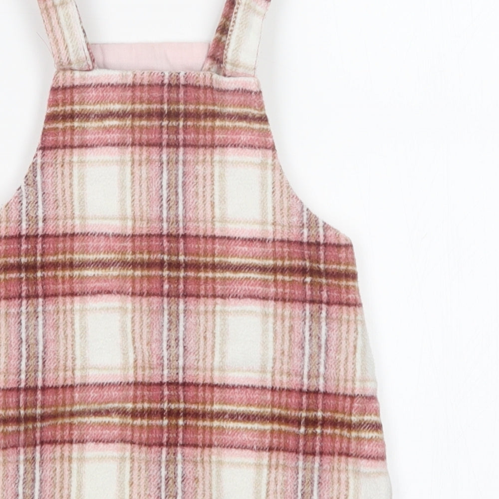 NEXT Girls Pink Check  Pinafore/Dungaree Dress  Size 12-18 Months
