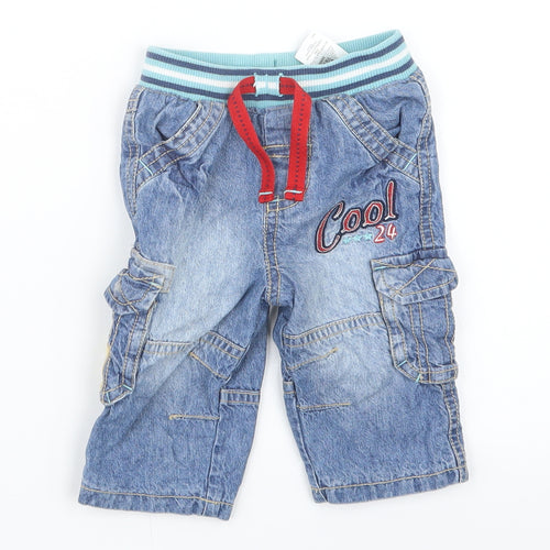 Marks and Spencer Boys Blue  Denim Cargo Jeans Size 3-6 Months
